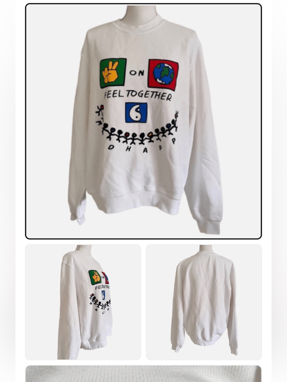 NWT Madhappy White Graphic Crewneck Sweatshirt - Feel Together